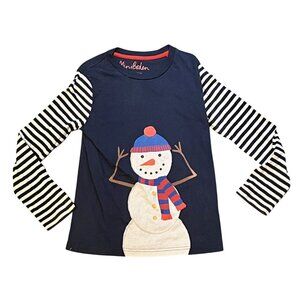 Mini Boden Boys Long Sleeve Snowman Tee 7-8